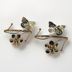 2pcs Metal Butterfly Curtain Tieback Gold Tone Home Decor Floral Decorative